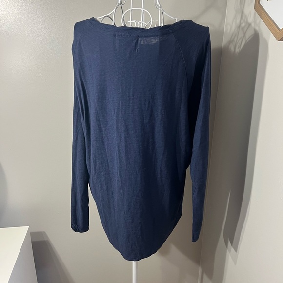 Nation LTD Navy Long Sleeve Braided Neck 100% Pima Cotton Normcore Size L - Picture 5 of 7